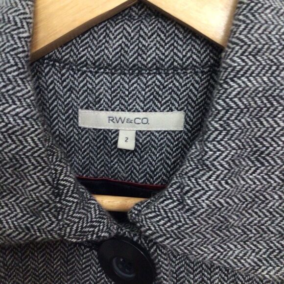 Rw & co. Wool Blazer crop empire wool blend blazer size 2 houndstooth - Picture 3 of 12